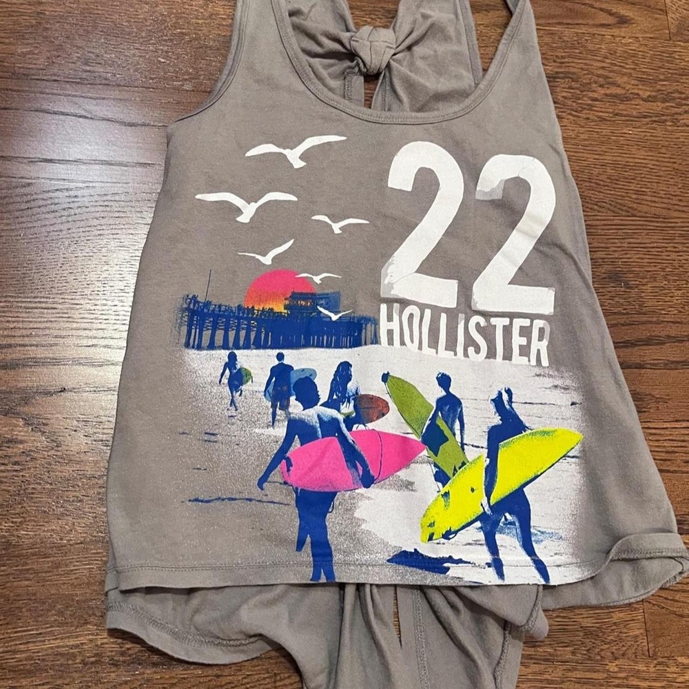 y2k vintage hollister surfboard graphic open back tank top small - Picture 2 of 8